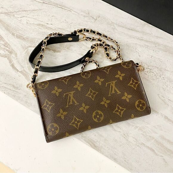 Louis Vuitton Monogram Trifold Wallet to Shoulder Crossbody Bag 💼 LT04 - Picture 8 of 14